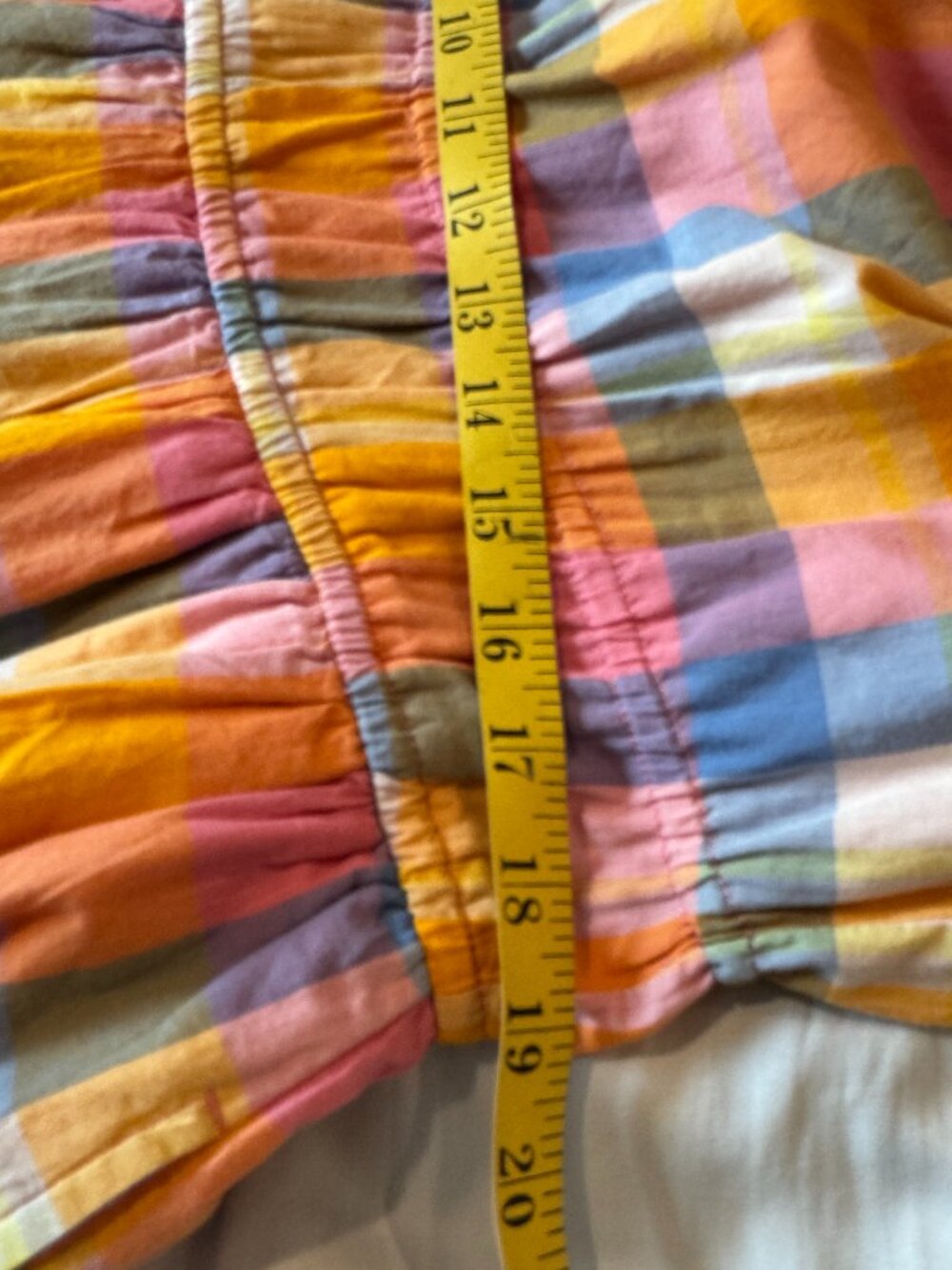 Free Assembly XXL Cotton Pastel Plaid Tiered Sundress Tie Straps Lined Pockets - Picture 13 of 14